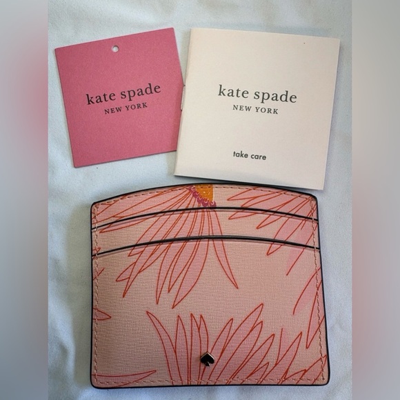 Kate Spade Pink and Orange Floral Card Holder NWT - Picture 2 of 2